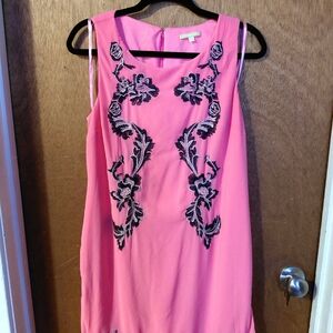 Gianni Bini Pink Dress with Black Embroidery